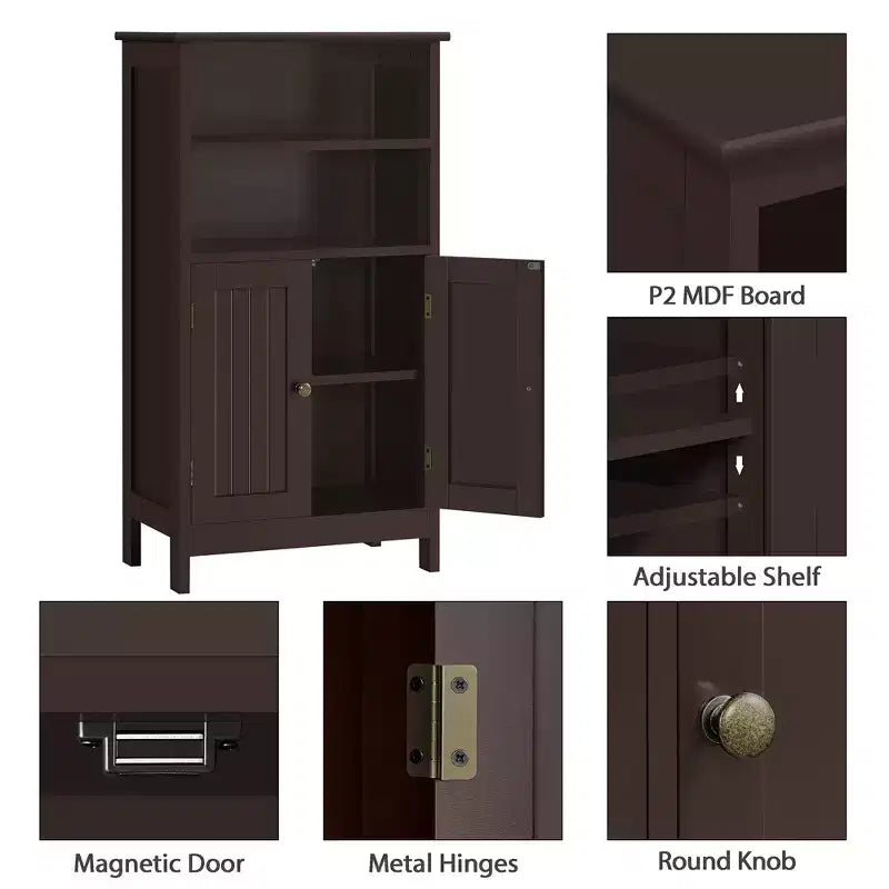 Meuble bas de salle de bain avec double porte et étagères réglables
