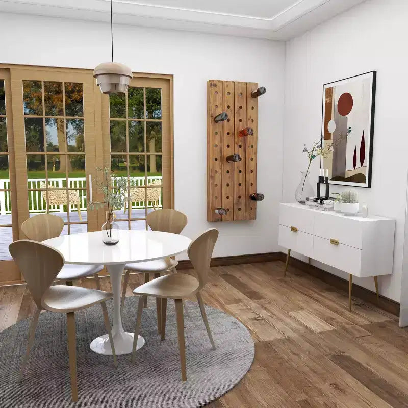Range-bouteilles mural rustique en bois marron