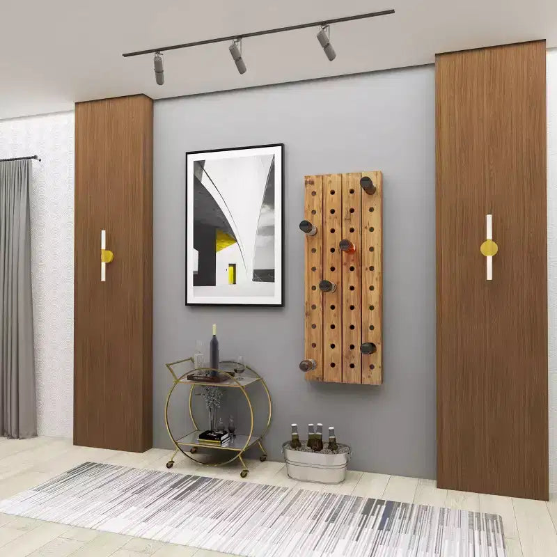 Range-bouteilles mural rustique en bois marron