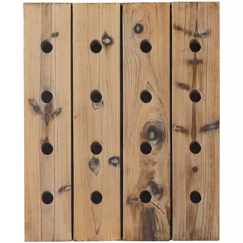 Range-bouteilles mural rustique en bois marron
