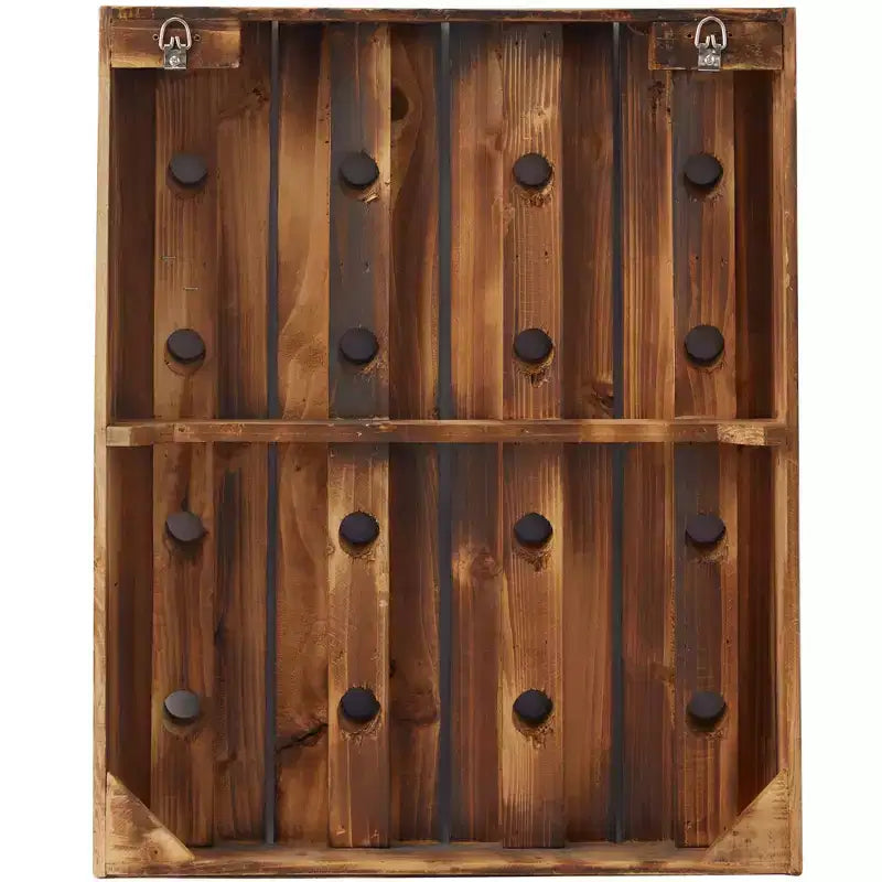 Range-bouteilles mural rustique en bois marron