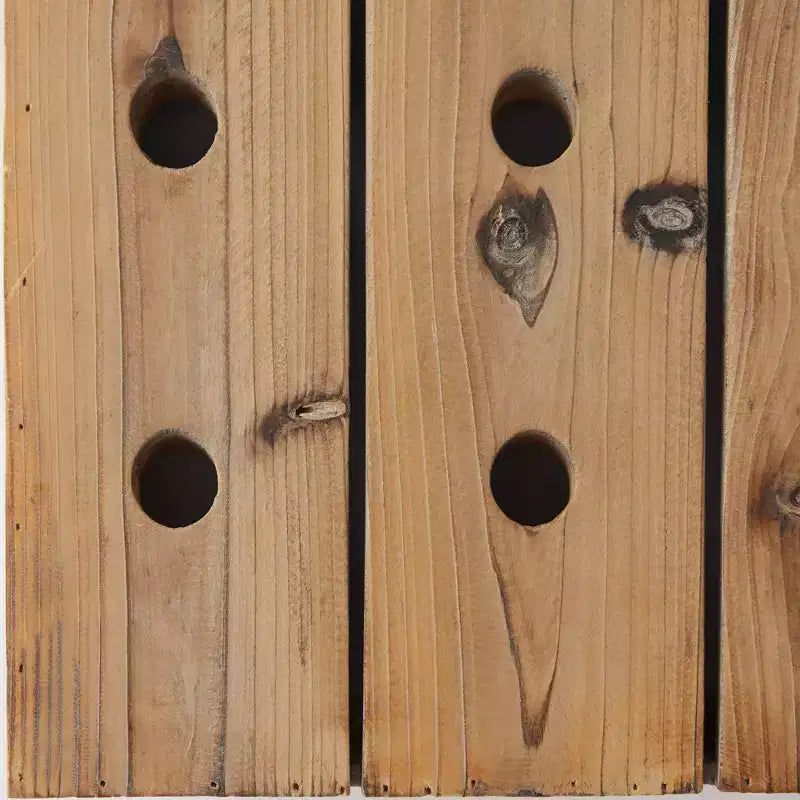 Range-bouteilles mural rustique en bois marron