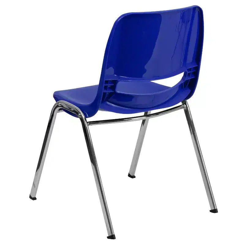 Lot de 4 chaises empilables ergonomiques avec coque et cadre chromé, capacité de 400 kg, hauteur d'assise de 45 cm