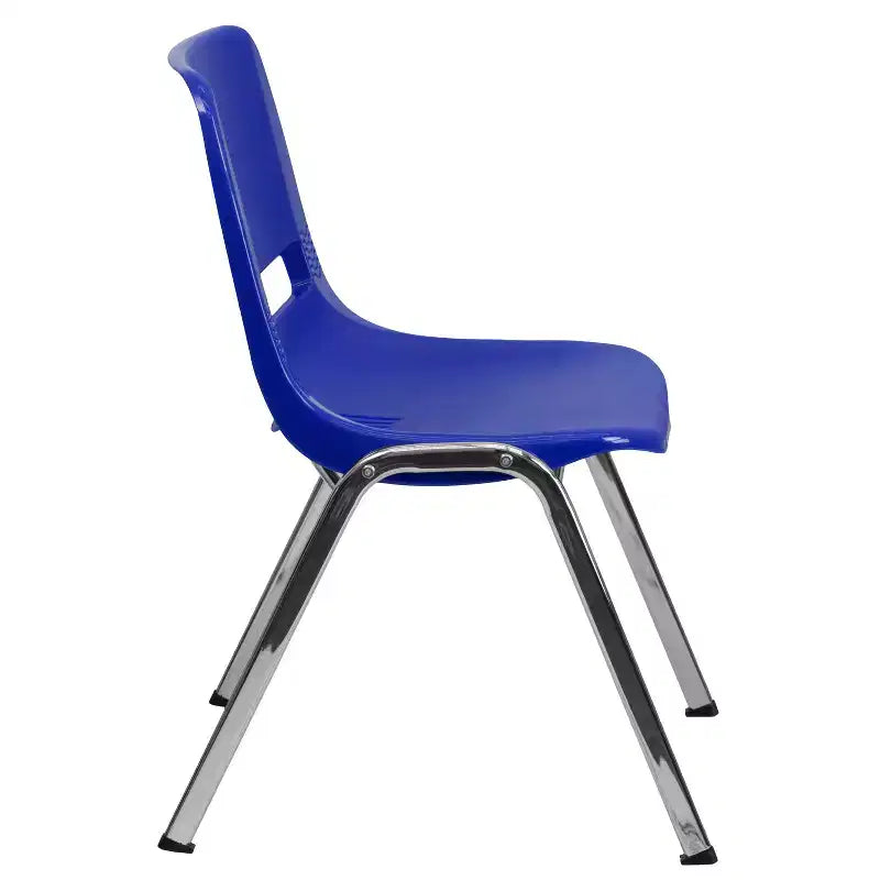 Lot de 4 chaises empilables ergonomiques avec coque et cadre chromé, capacité de 400 kg, hauteur d'assise de 45 cm