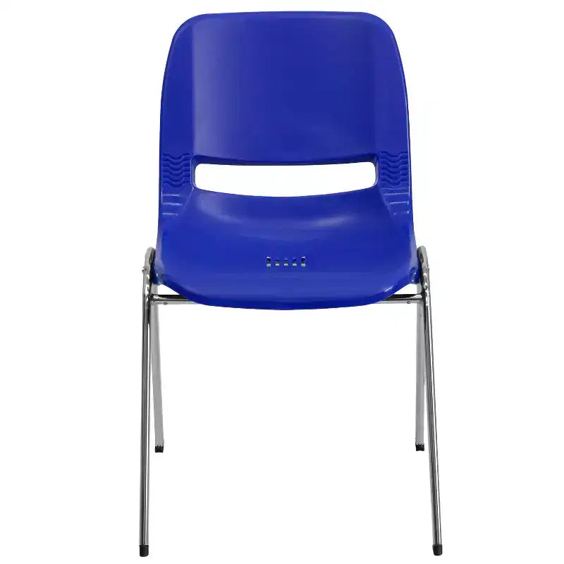 Lot de 4 chaises empilables ergonomiques avec coque et cadre chromé, capacité de 400 kg, hauteur d'assise de 45 cm