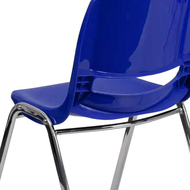 Lot de 4 chaises empilables ergonomiques avec coque et cadre chromé, capacité de 400 kg, hauteur d'assise de 45 cm