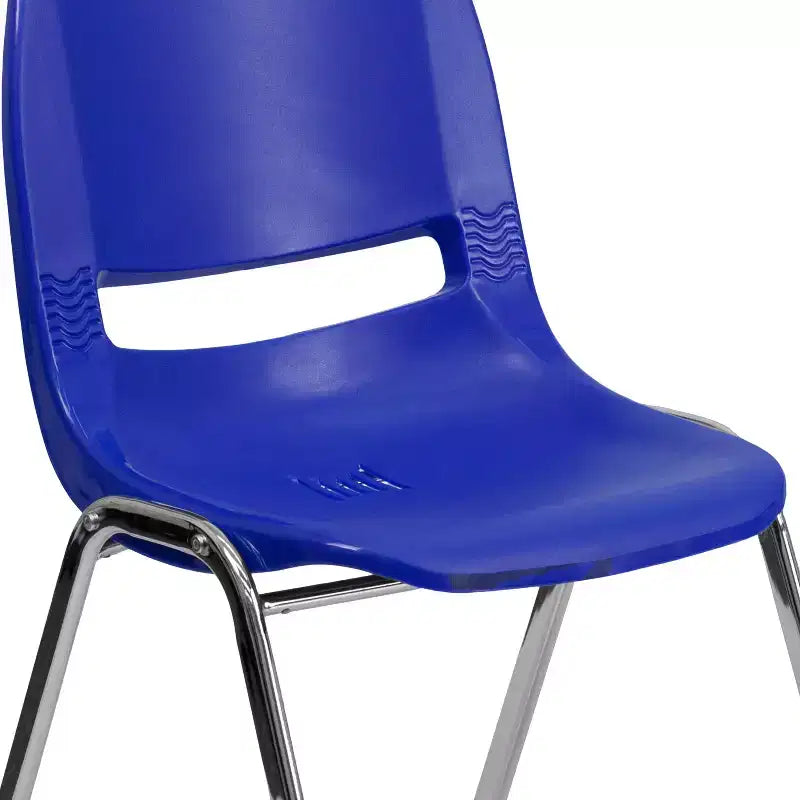 Lot de 4 chaises empilables ergonomiques avec coque et cadre chromé, capacité de 400 kg, hauteur d'assise de 45 cm