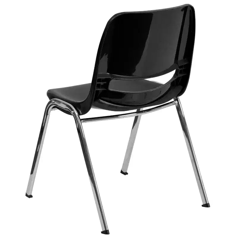 Lot de 4 chaises empilables ergonomiques avec coque et cadre chromé, capacité de 400 kg, hauteur d'assise de 45 cm