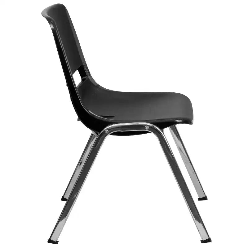 Lot de 4 chaises empilables ergonomiques avec coque et cadre chromé, capacité de 400 kg, hauteur d'assise de 45 cm