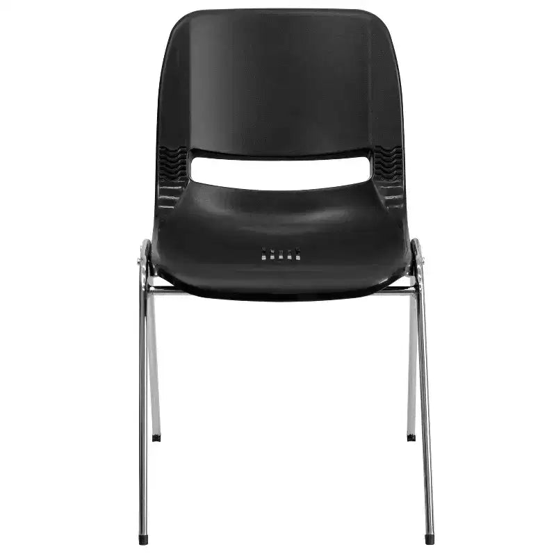 Lot de 4 chaises empilables ergonomiques avec coque et cadre chromé, capacité de 400 kg, hauteur d'assise de 45 cm