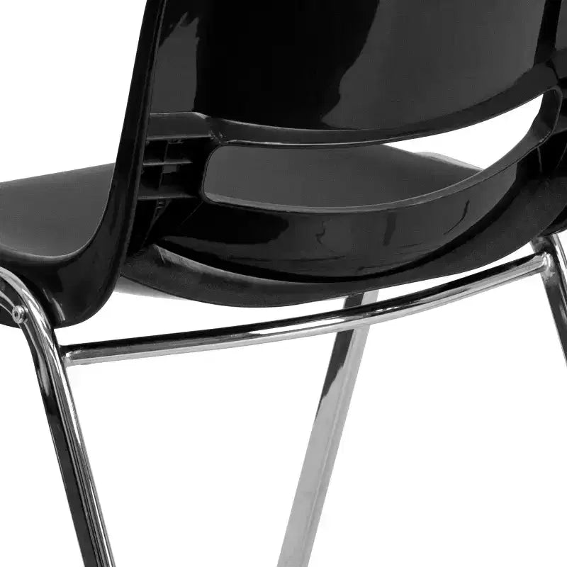 Lot de 4 chaises empilables ergonomiques avec coque et cadre chromé, capacité de 400 kg, hauteur d'assise de 45 cm