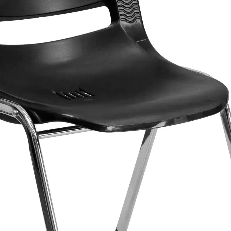 Lot de 4 chaises empilables ergonomiques avec coque et cadre chromé, capacité de 400 kg, hauteur d'assise de 45 cm