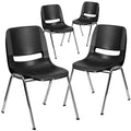 Lot de 4 chaises empilables ergonomiques avec coque et cadre chromé, capacité de 400 kg, hauteur d'assise de 45 cm