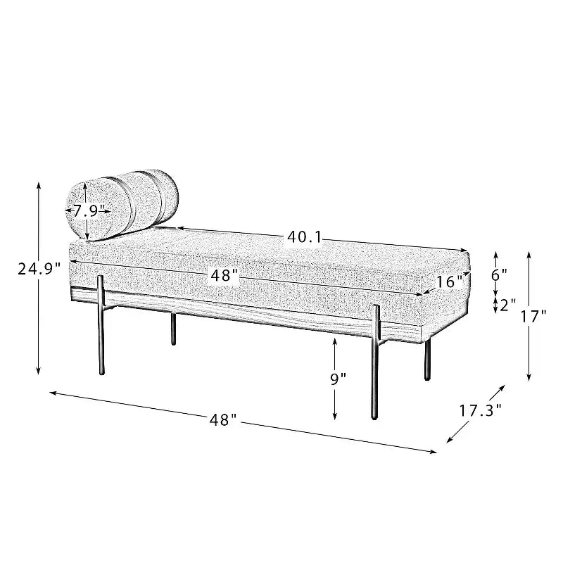 Banc d'entrée avec coussin amovible, style industriel