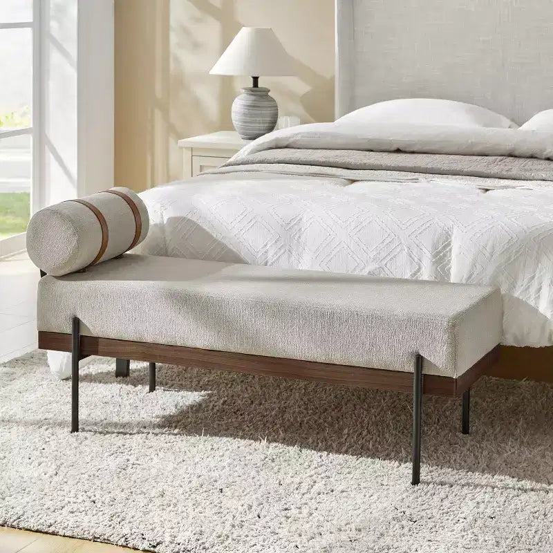 Banc d'entrée avec coussin amovible, style industriel