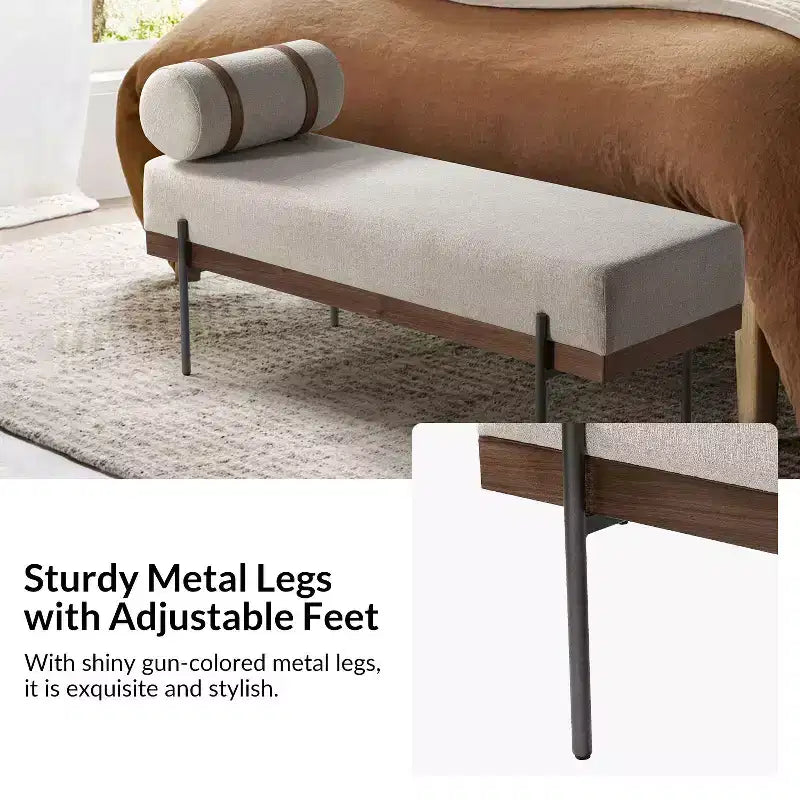 Banc d'entrée avec coussin amovible, style industriel