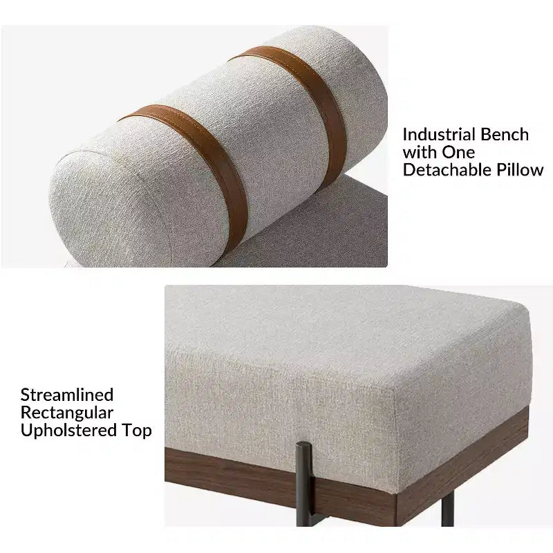 Banc d'entrée avec coussin amovible, style industriel