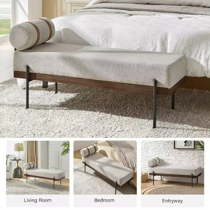 Banc d'entrée avec coussin amovible, style industriel