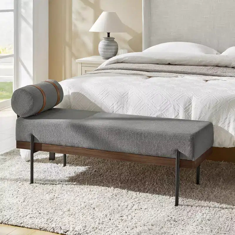 Banc d'entrée avec coussin amovible, style industriel