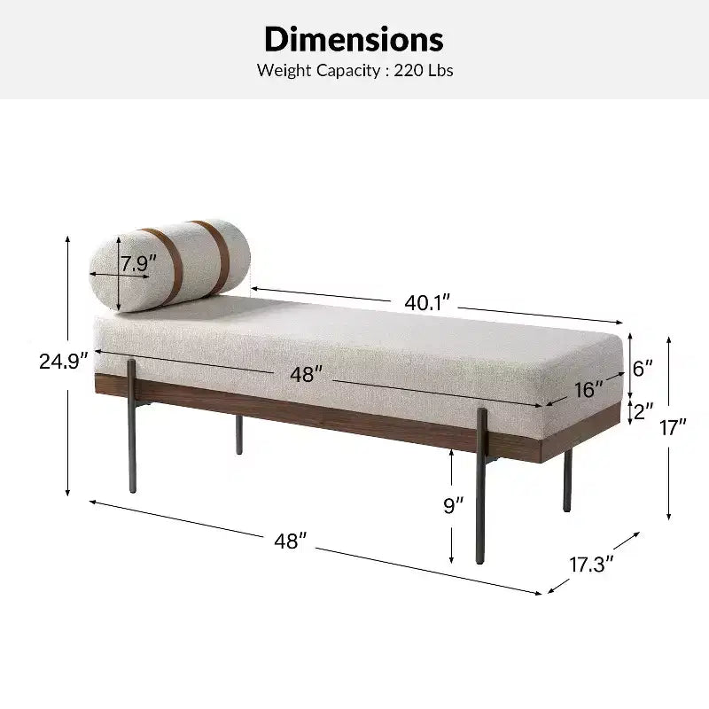 Banc d'entrée avec coussin amovible, style industriel