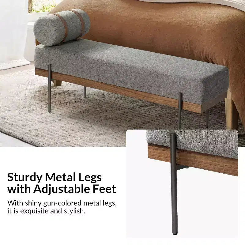 Banc d'entrée avec coussin amovible, style industriel
