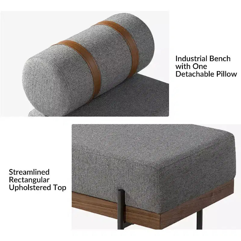 Banc d'entrée avec coussin amovible, style industriel
