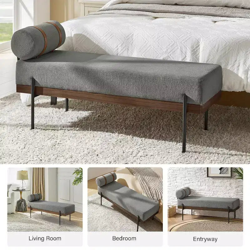 Banc d'entrée avec coussin amovible, style industriel