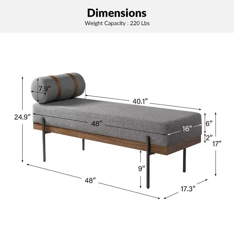 Banc d'entrée avec coussin amovible, style industriel