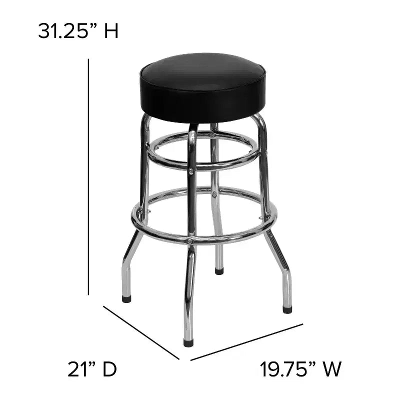 Tabouret de bar chromé à double anneau – Lot de 2