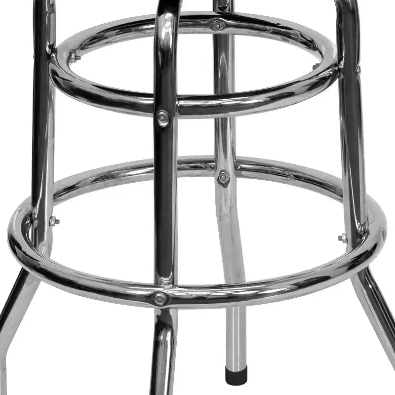 Tabouret de bar chromé à double anneau – Lot de 2