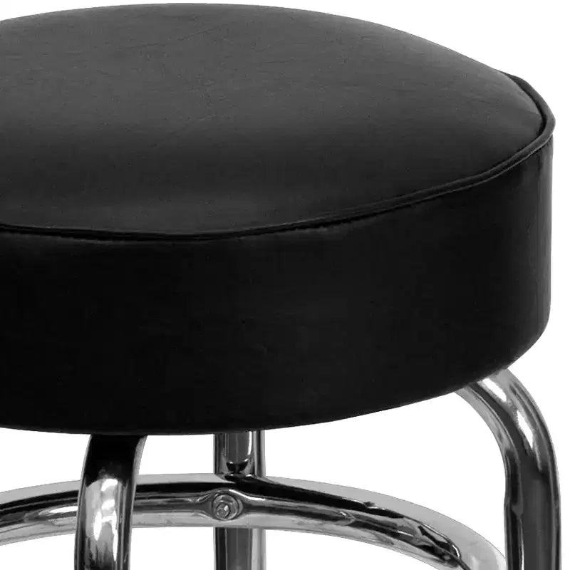 Tabouret de bar chromé à double anneau – Lot de 2