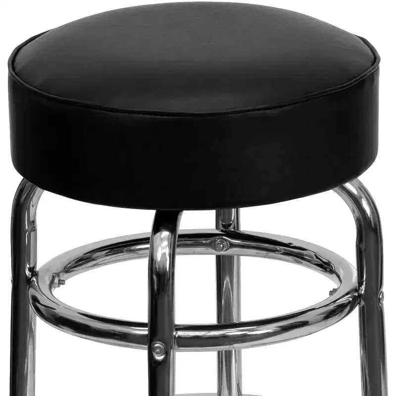 Tabouret de bar chromé à double anneau – Lot de 2