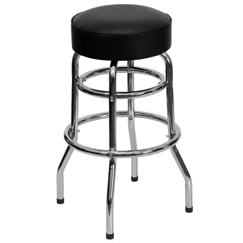 Tabouret de bar chromé à double anneau – Lot de 2