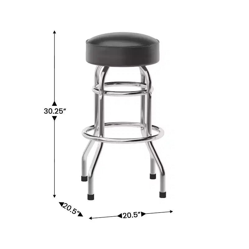 Tabouret de bar chromé à double anneau – Lot de 2