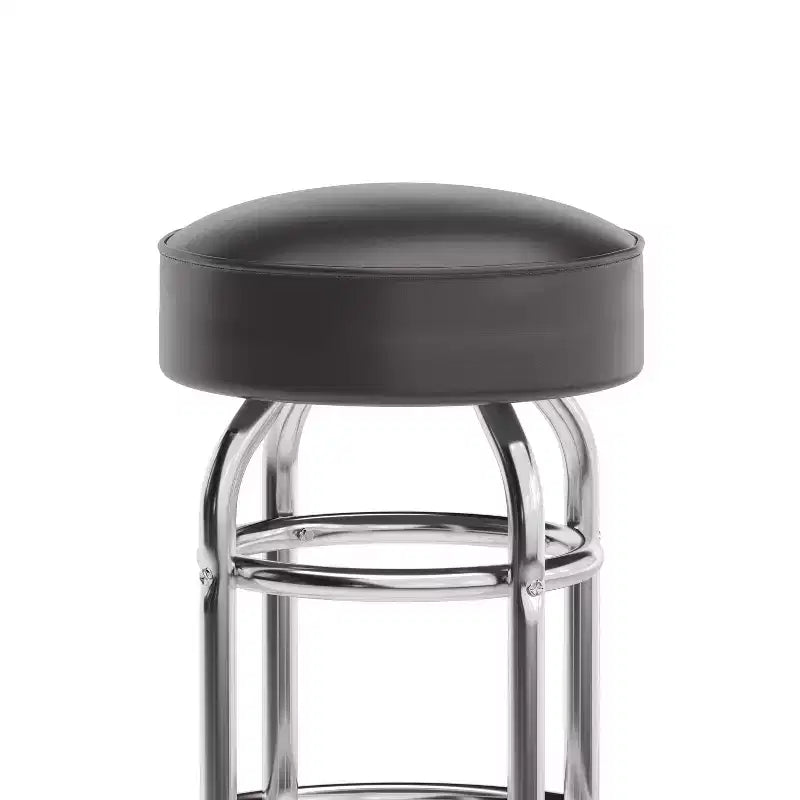 Tabouret de bar chromé à double anneau – Lot de 2