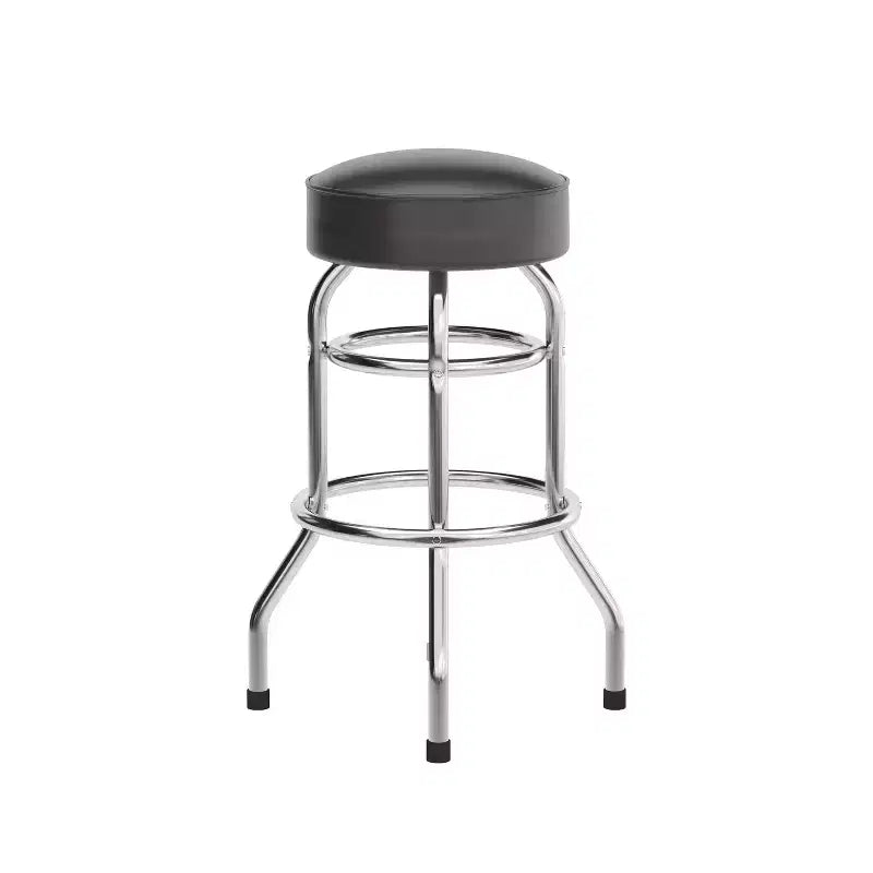 Tabouret de bar chromé à double anneau – Lot de 2