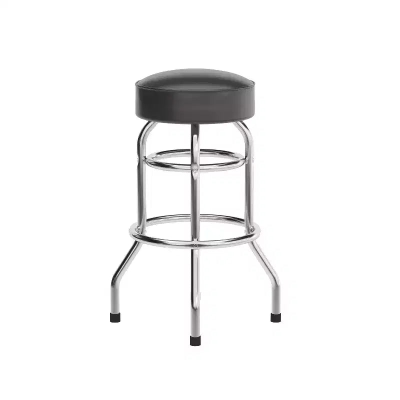 Tabouret de bar chromé à double anneau – Lot de 2