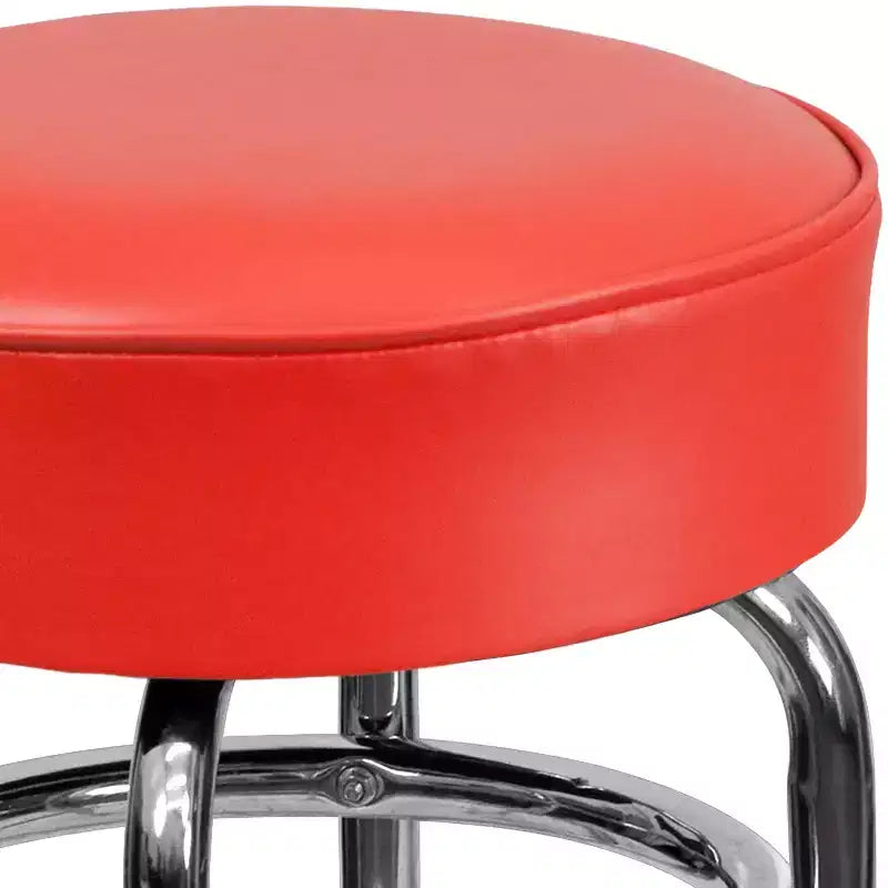 Tabouret de bar chromé à double anneau – Lot de 2