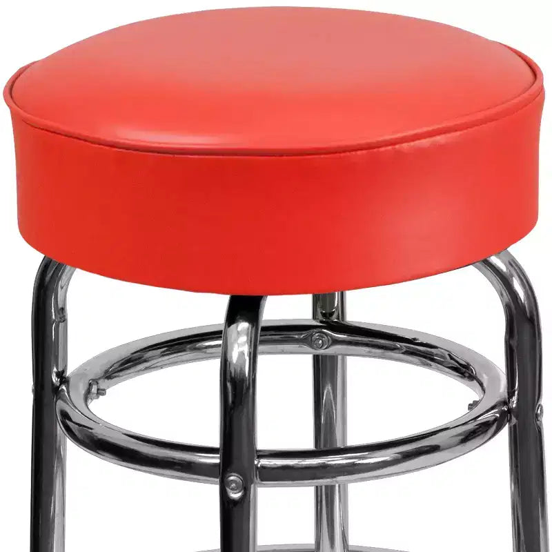 Tabouret de bar chromé à double anneau – Lot de 2