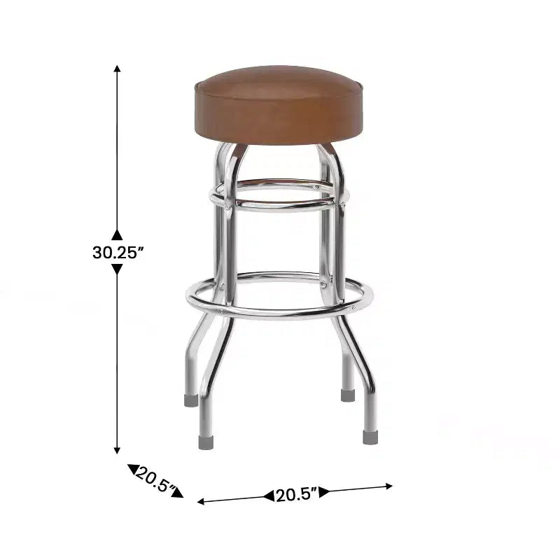 Tabouret de bar chromé à double anneau – Lot de 2