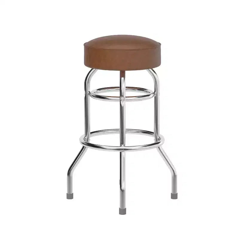 Tabouret de bar chromé à double anneau – Lot de 2