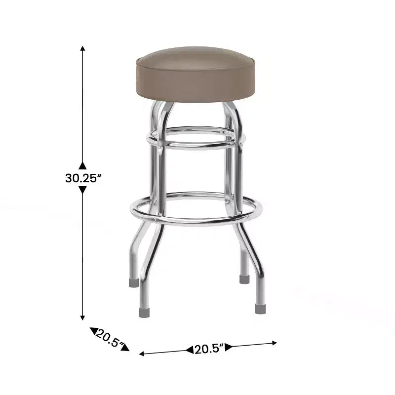 Tabouret de bar chromé à double anneau – Lot de 2