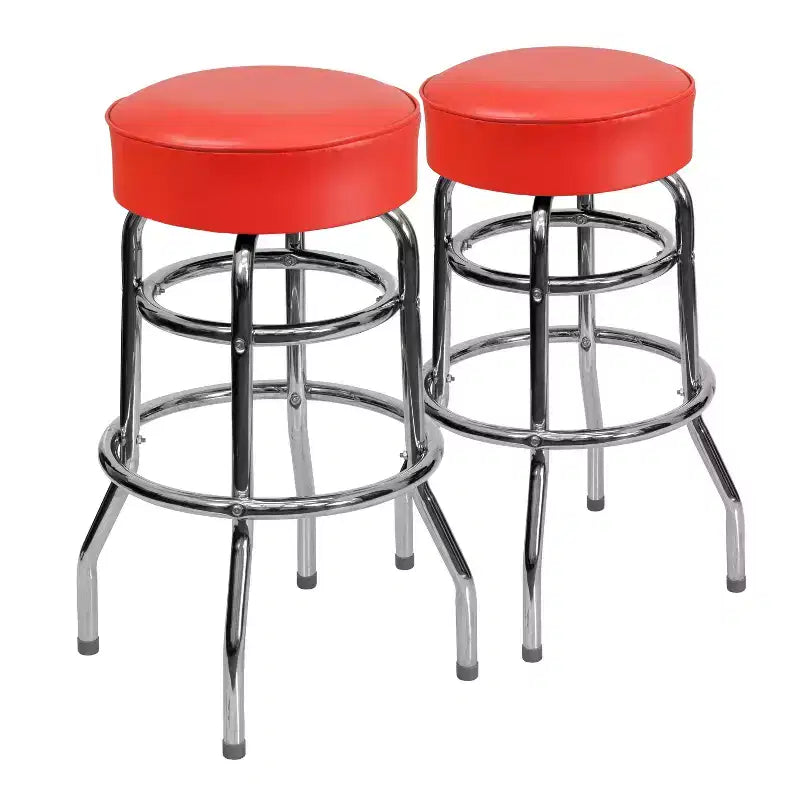 Tabouret de bar chromé à double anneau – Lot de 2