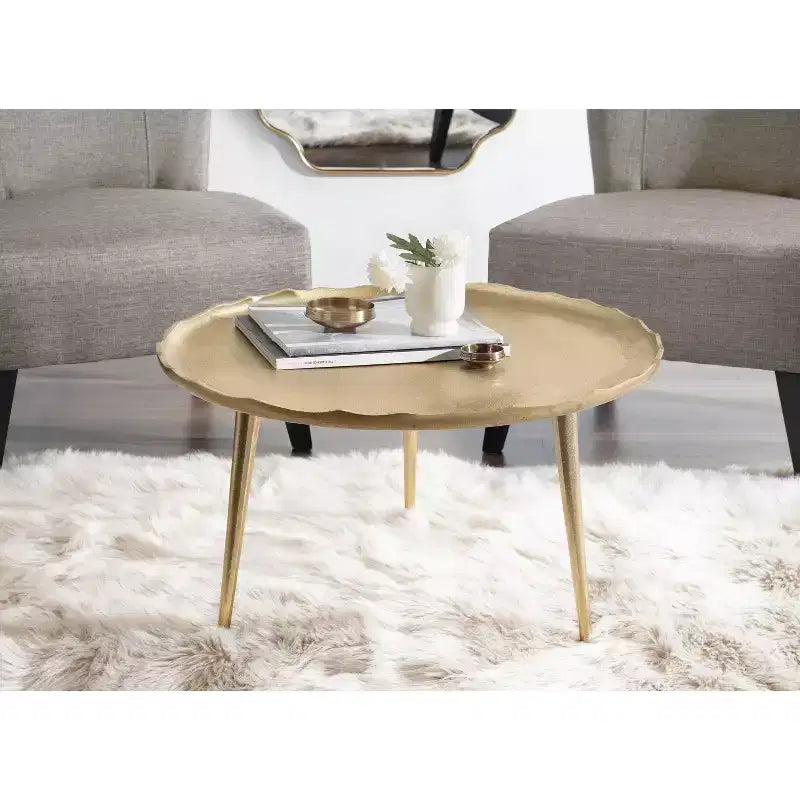 Table basse ronde, aluminium bronze