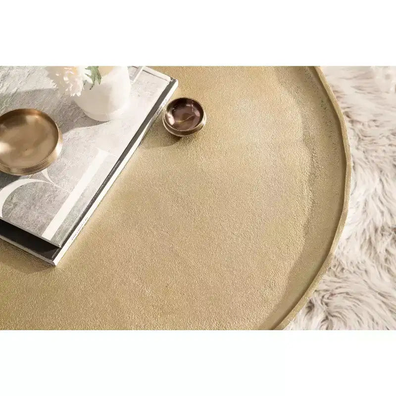 Table basse ronde, aluminium bronze