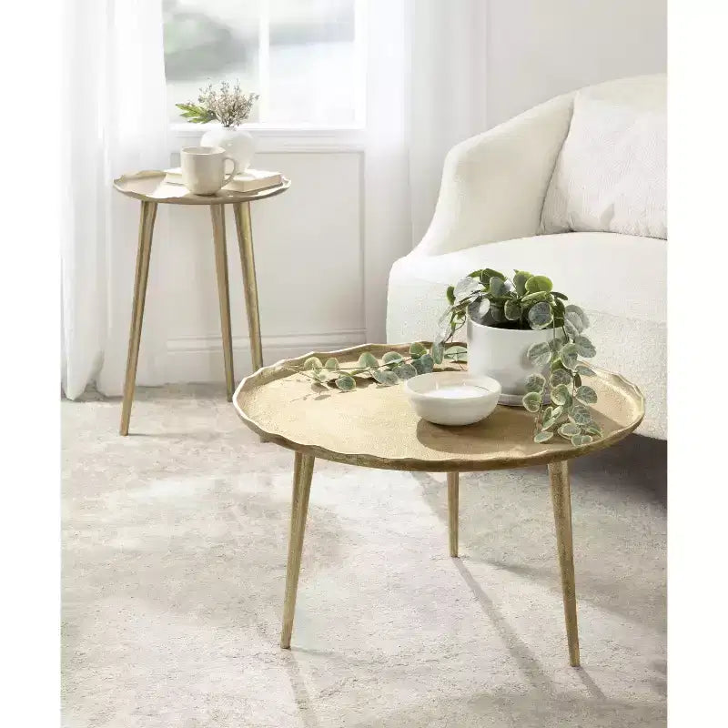 Table basse ronde, aluminium bronze