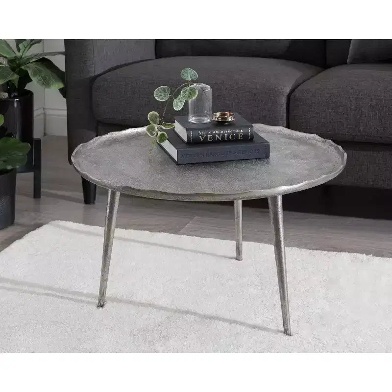 Table basse ronde, aluminium bronze