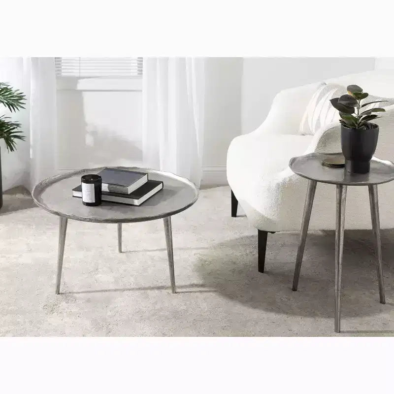 Table basse ronde, aluminium bronze