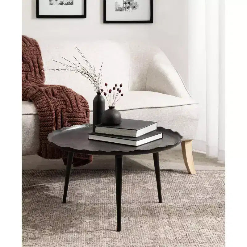 Table basse ronde, aluminium bronze