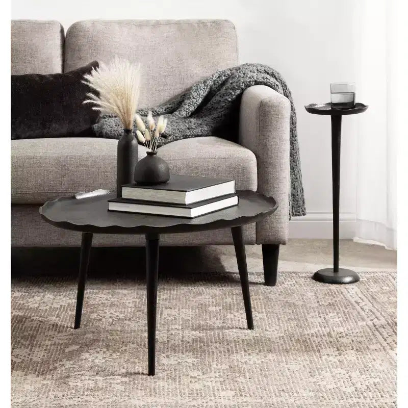 Table basse ronde, aluminium bronze